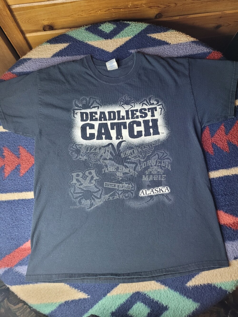 Deadliest Catch Alaska T Shirt Mens Large Black TV Show Y2K